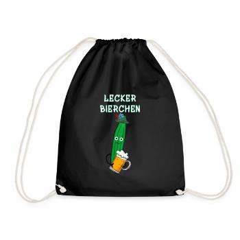 Gurke, Partygurke, Bier, Lecker Bierchen.Gurke - Turnbeutel - Schwarz - Vorne