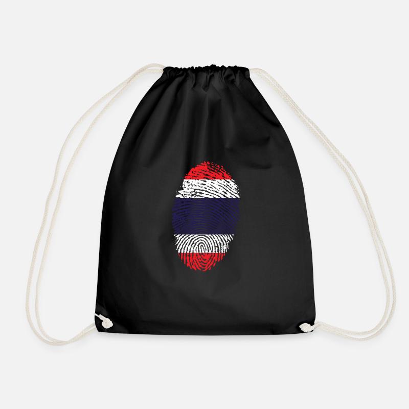 Fingerprint - Thailand - Drawstring Bag - black