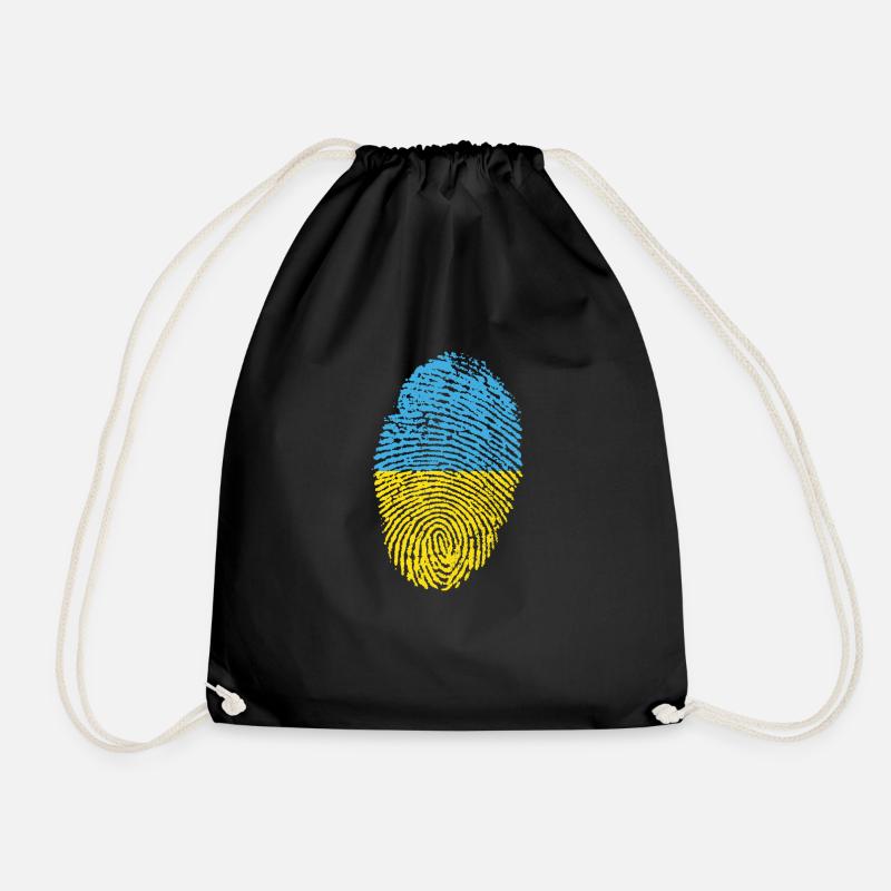 Fingerprint - Ukraine - Drawstring Bag - black
