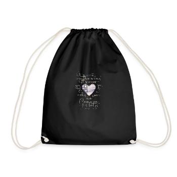 heart,writing,beige,text,watercolor,painting - Drawstring Bag - black - Front