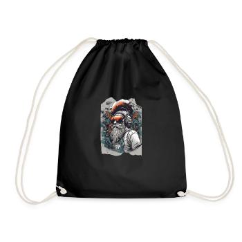 Alpine Audio Explorer Bearded Man Headphones Ski - Drawstring Bag - black - Front