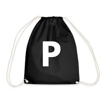 P - Turnbeutel - Schwarz - Vorne