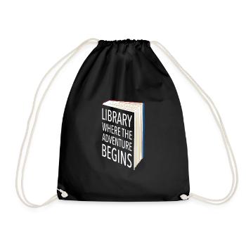 Adventure Begins At Your Library - Drawstring Bag - black - Front