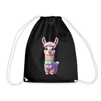 Mignon motif de famille d’alpaga lama polygonal - Sac de sport léger - noir - Devant