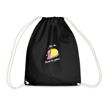 Geschenk Garten Schnecke Bin da kann losgehen - Turnbeutel - Schwarz - Vorne