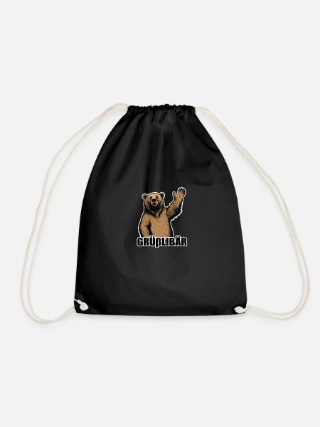 Grüßlibär weiß - Turnbeutel - Schwarz