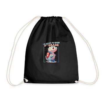 Cute Dinosaur Kids Boys Girls - I'm Ready To - Drawstring Bag - black - Front