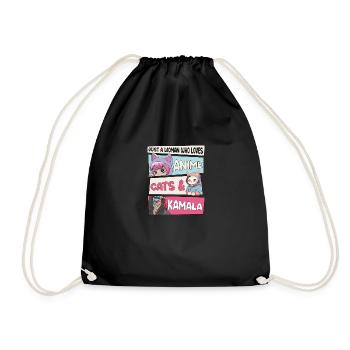 Cat Ladies for Kamala - Anime, Cats and Kamala 24 - Drawstring Bag - black - Front