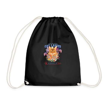 Cute Childless Cat Ladies Voting for Kamala 2024 - Drawstring Bag - black - Front