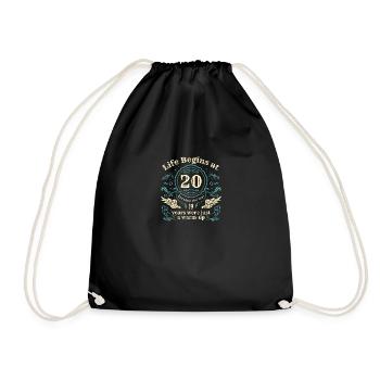 La vie commence à 20 ans - Millésime 20 ans, 20ème - Sac de sport léger - noir - Devant
