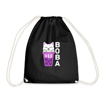 Cat In Boba Tea - Turnbeutel - Schwarz - Vorne