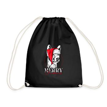 Santa Basenji Merry Christmas Hunde Wilsigns - Turnbeutel - Schwarz - Vorne