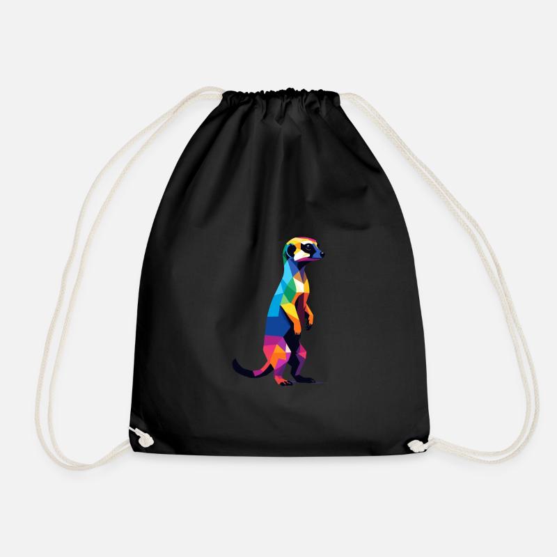 Meerkat in Big Pixels Cool, Savannah Colorful - Drawstring Bag - black
