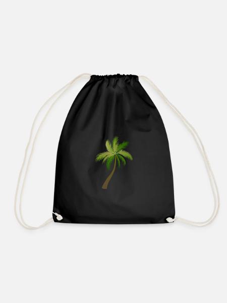 palm tree palm trees 23053 S - Drawstring Bag - black