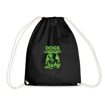 St Patricks Day Dogs Make Everyday Feel Lucky - Drawstring Bag - black - Front