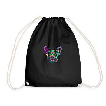 bouledogue français multicolore - Sac de sport léger - noir - Devant