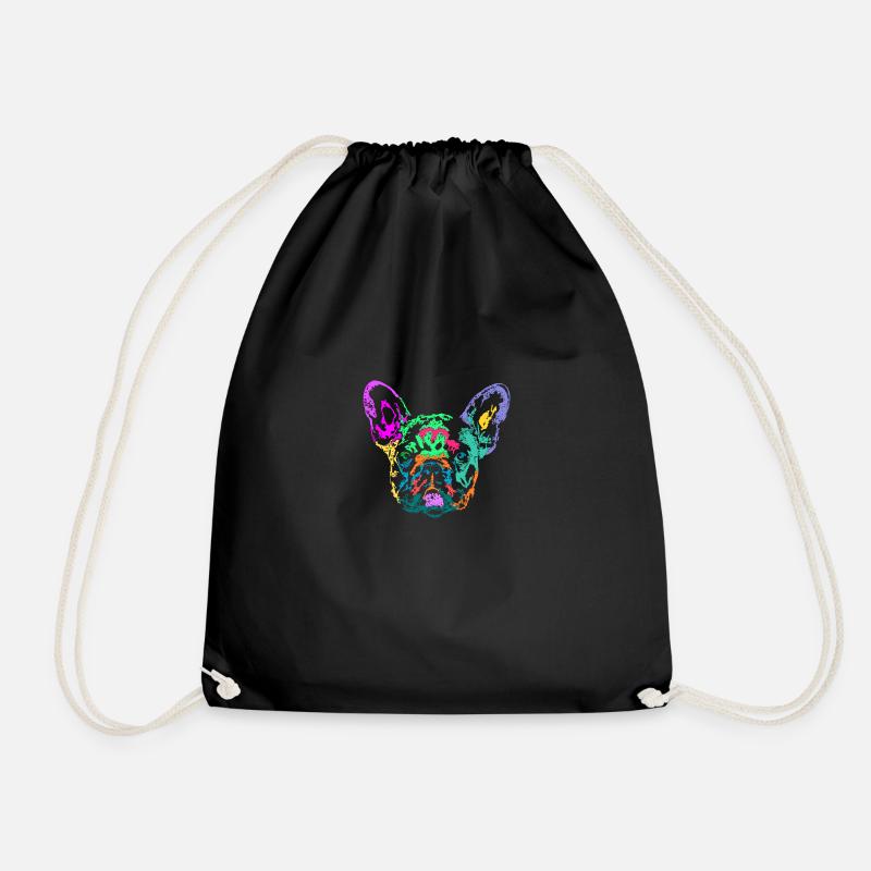 bouledogue français multicolore - Sac de sport léger - noir