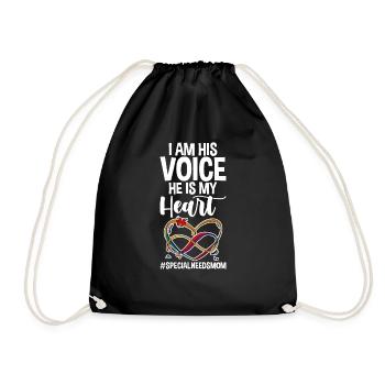 I Am His Voice, He Is My Heart #specialneedsmom 2 - Turnbeutel - Schwarz - Vorne