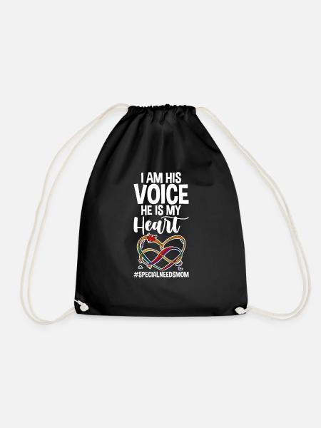 I Am His Voice, He Is My Heart #specialneedsmom 2 - Turnbeutel - Schwarz