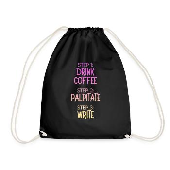Étape 1 : Buvez du café Étape 2 Palpitez Étape 3 : Écrivez - Sac de sport léger - noir - Devant