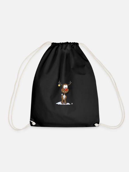 Christmas and reindeer - Drawstring Bag - black
