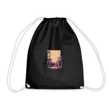 Japanese Streetwear Aesthetic - Drawstring Bag - black - Front