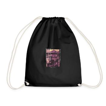 Japanese Streetwear Aesthetic - Drawstring Bag - black - Front