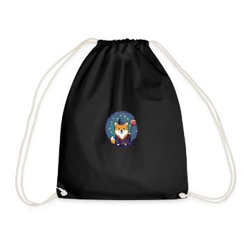 Dog Shiba Inu Fantasy Wizard Pen n Paper Game - Drawstring Bag - black - Front