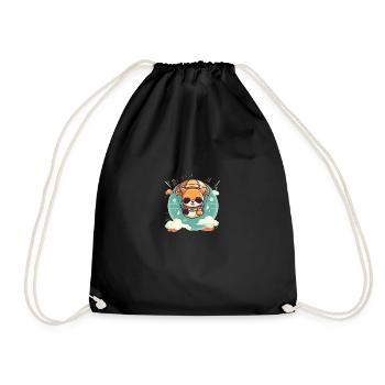 Saut en parachute d'aventure pour chien Shiba Inu - Sac de sport léger - noir - Devant