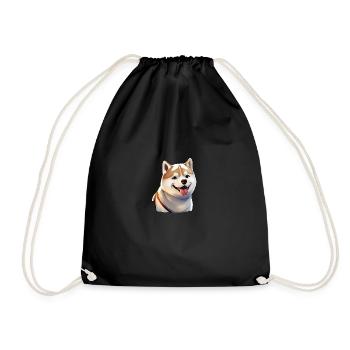 Dog Shiba Inu puppy portrait profile picture - Drawstring Bag - black - Front