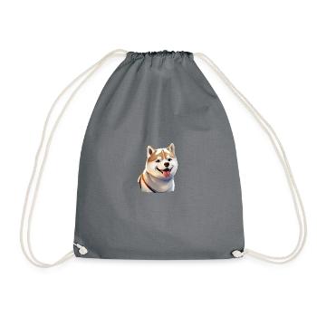 Dog Shiba Inu puppy portrait profile picture - Drawstring Bag - grey - Front