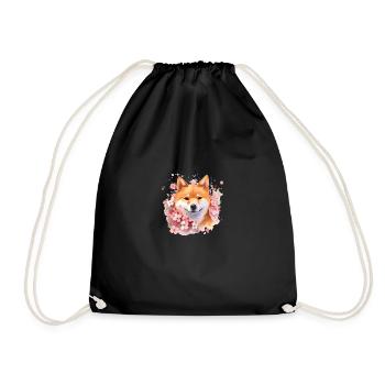 Chien japonais Shiba Inu Cherry Blossom Love - Sac de sport léger - noir - Devant