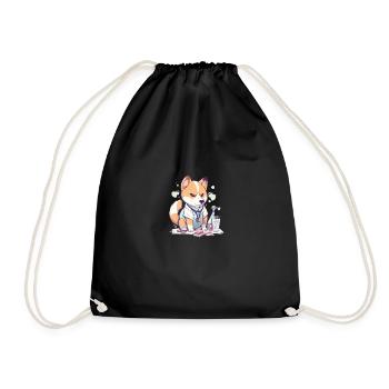 Japanese dog Shiba Inu nurse scientist - Drawstring Bag - black - Front