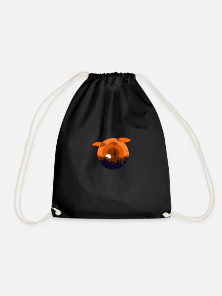 TV tower in the morning in the forest - Drawstring Bag - black