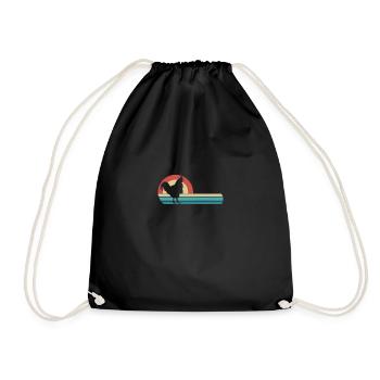 Retro Hen - - Drawstring Bag - black - Front