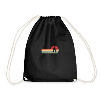 Sun and Retro Lines - Basketball Playing Man - Drawstring Bag - black - Front
