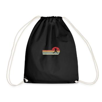 Sun and Retro Lines - Tennis Playing Woman - - Drawstring Bag - black - Front