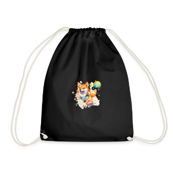 Japanese dog Shiba Inu Ball Sport - Drawstring Bag - black - Front