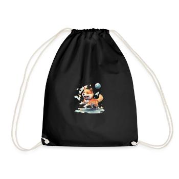 Japanese dog Shiba Inu Ball Sport - Drawstring Bag - black - Front