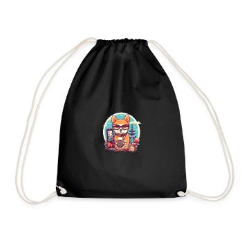 Chien Shiba Inu portant des lunettes voyageant en - Sac de sport léger - noir - Devant