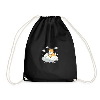 Japanese dog Shiba Inu angel sky reminder - Drawstring Bag - black - Front