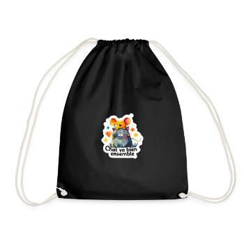 Chat et Souris Heureux Ensemble - Sac de sport léger - noir - Devant