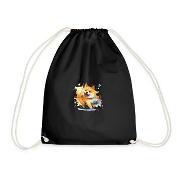 Japanese dog Shiba Inu Ball Sport - Drawstring Bag - black - Front
