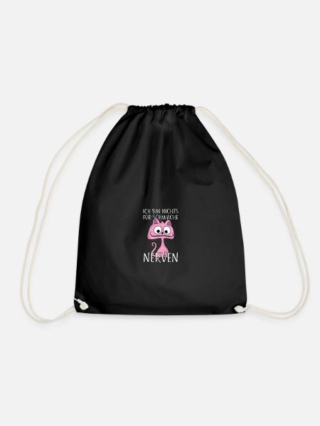 Schwache Nerven - Katze - pink frech lustig Slogan - Turnbeutel - Schwarz