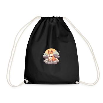 Japanese dog Shiba Inu angel sky reminder - Drawstring Bag - black - Front