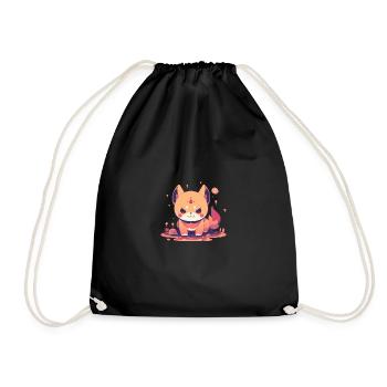 Japanese dog Shiba Inu devil bad mood - Drawstring Bag - black - Front