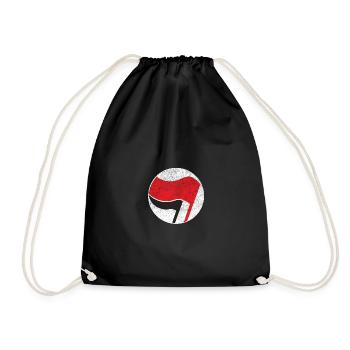 antifaschistische flagge der antifa - Turnbeutel - Schwarz - Vorne
