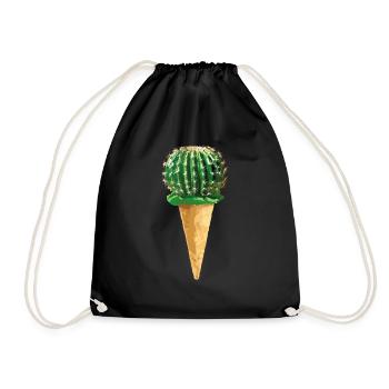 Kaktus mit Eiscreme - Turnbeutel - Schwarz - Vorne