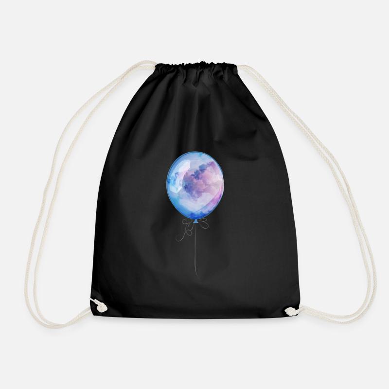 Balloon blue clouds - Drawstring Bag - black