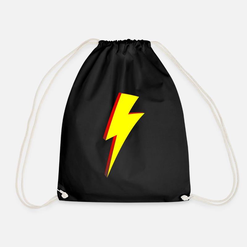 Lightning Bolt Cartoon Style - Drawstring Bag - black